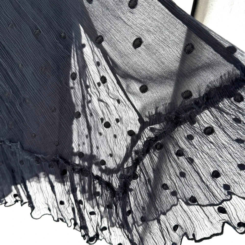 Free People Whimsygoth Mini Dress Women's Small Black Lace Sheer Boho Witchy - Picture 5 of 12